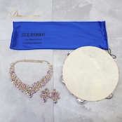 ベリーダンス 小物 まとめ売り 全8点 セット ファンベール ベール タンバリン ネックレス ピアス 小道具 青 黄 緑 グラデーション 楽器 練習 レッスン アクセサリー 民族舞踏 鮮やか ブルー系 パープル系 ピンク系 イエロー系 グリーン系