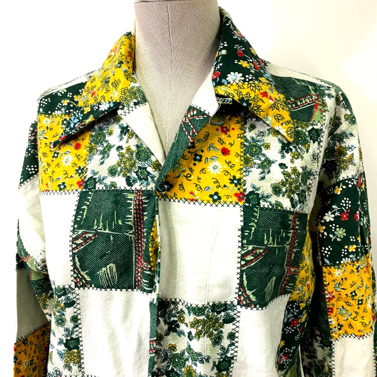 70s USA製 長袖シャツ 総柄シャツ 70年代 花柄 vintage