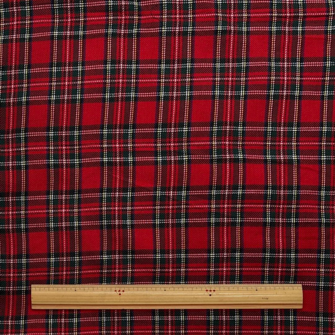 ★TC146◆3m◆ラスト1点!アクリルポリエステル混先染め綾織り生地◆チェック◆レッド