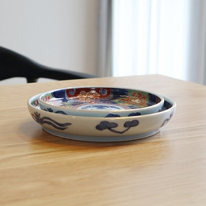 【送料無料】有田焼　古伊万里草花紋　5.5寸丸皿　33-175