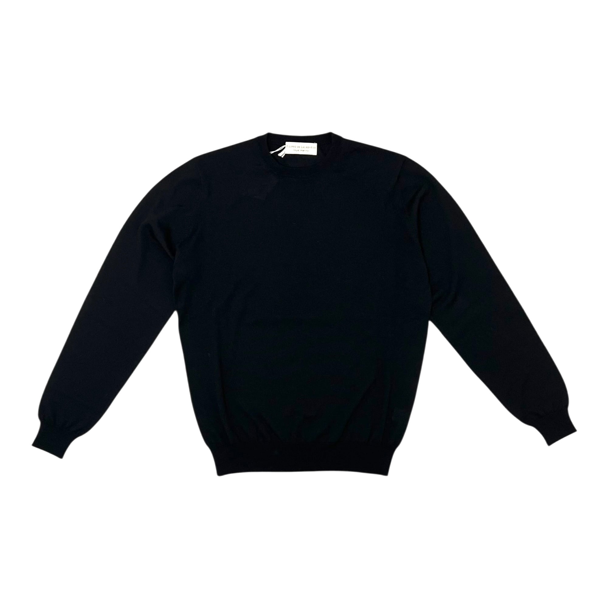 FILIPPO DE LAURENTIIS(フィリッポ デ ローレンティス) 16Gauge Royal Merino Crew neck Knit/BLACK(990)