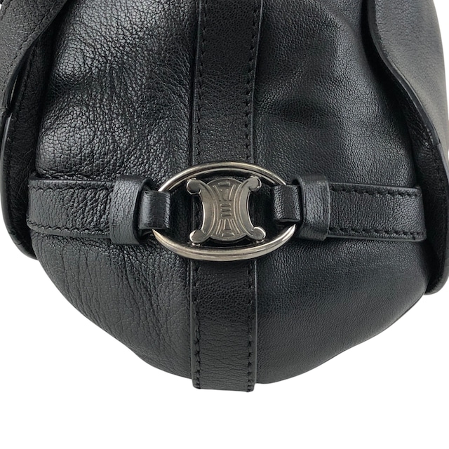 CELINE セリーヌ トリオンフ ハンドバッグ ショルダーバッグ 2way ブラック プレートロゴ レザー vintage ヴィンテージ オールド 4xt5x6