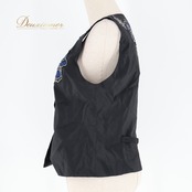 レディース トクコプルミエヴォル TOKUKO 1er VOL トップス ベスト ブラック系 黒 青 花柄 花 ボタン シンプル かわいい 日本製 フォークダンス カジュアル 普段着 ブルー系