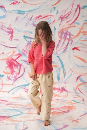 【即納/送料無料】Grown / Organic Denim Wild Flower Embroidery Pant - Milk