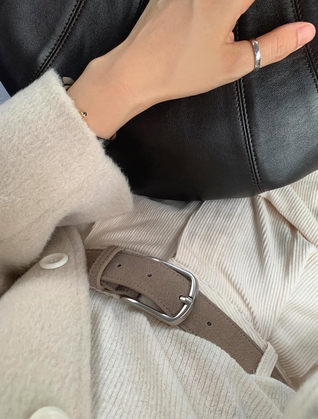 (LITER) mog real  leather suede belt