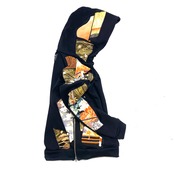 【hoodi26】 Remake Hoodie black × kimono