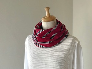 ふんわりねじりスヌード レジメストライプ レッド×ホワイト/ネイビー