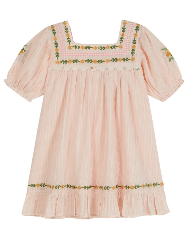 【EMILE&IDA】Dress Embroidered Pink Flowers