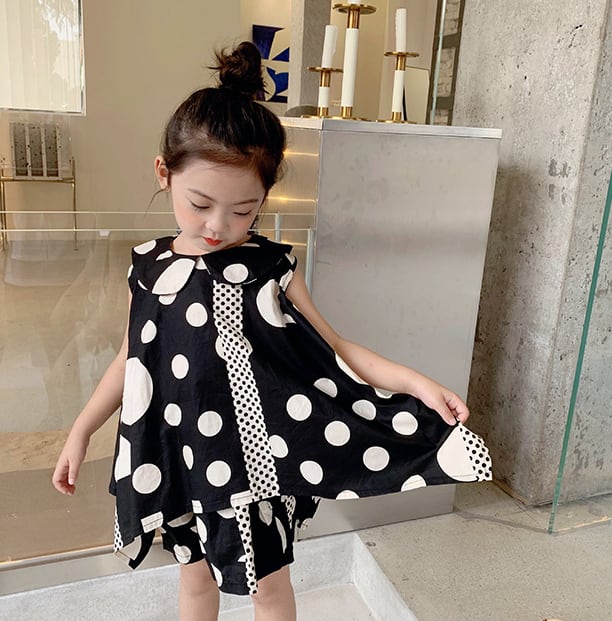 韓国子供服　kids dot set up  キッズセットアップ　キッズドット