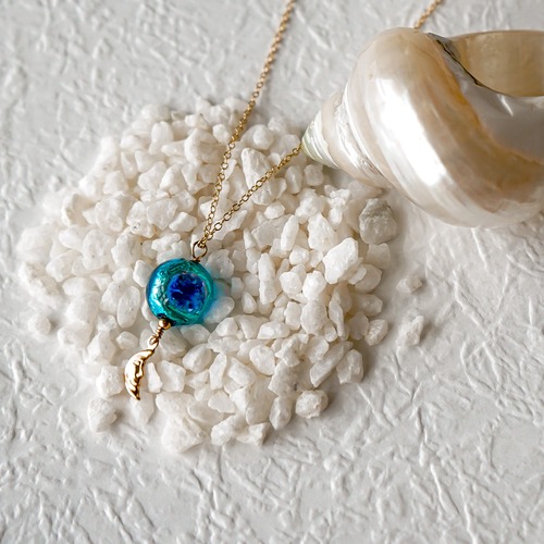 -HOTARU GLASS-  moon necklace【14kgf】