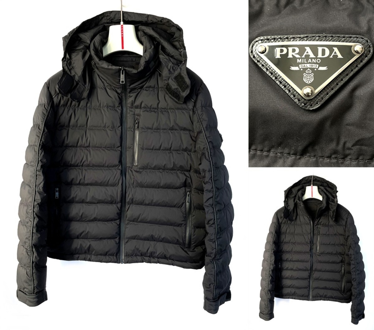 未使用級】PRADA ジャケット 三角ロゴ キルティング アウター ネイビー 