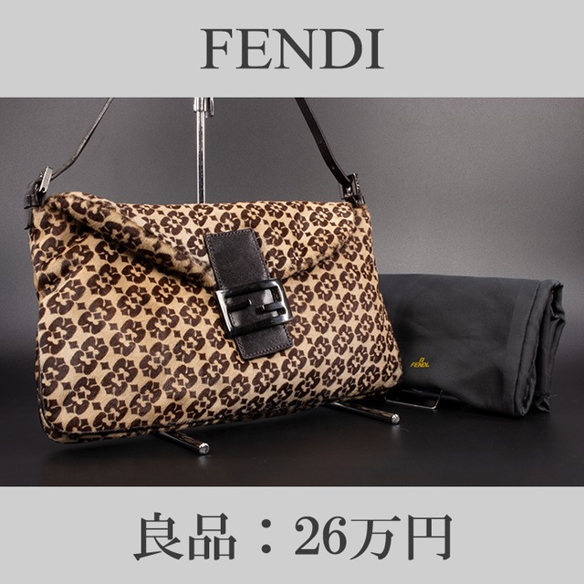 【限界価格・送料無料・良品】FENDI・フェンディ・ショルダーバッグ(マンマバケット・ハラコ・人気・レア・最高級・鞄・バック・B089)