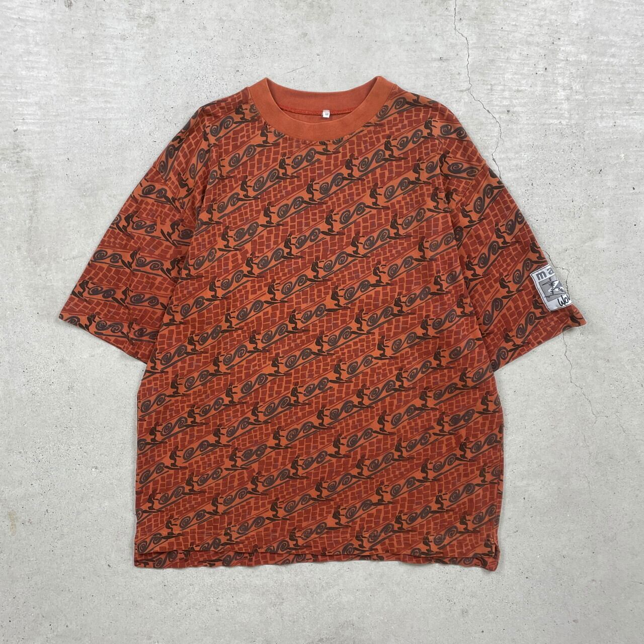 80〜90年代 MAUI WOWIE 総柄プリントTシャツ メンズ2XL相当 古着 80S