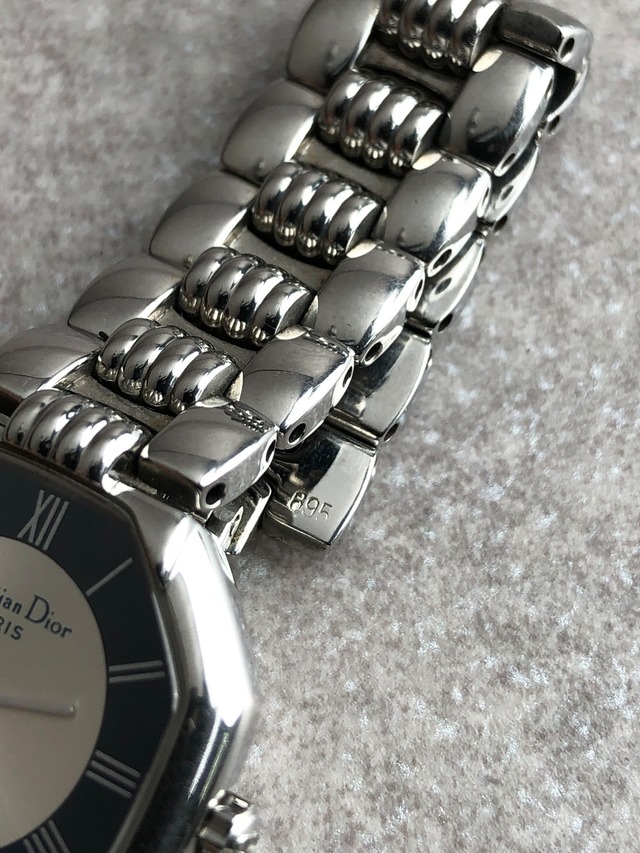Christian Dior クリスチャン ディオール オクタゴン 腕時計 シルバー×ブラック ローマ文字 ステンレススチール D48-106-1 vintage ヴィンテージ オールド vmjvnd