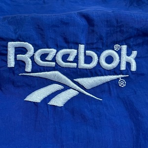 【Reebok】90s ナイロンジャケット ブルゾン 刺繍ロゴ フルジップ ジップアップ バックロゴ ワンポイント XL相当 ビッグサイズ リーボック ライトアウター 春 秋 us古着