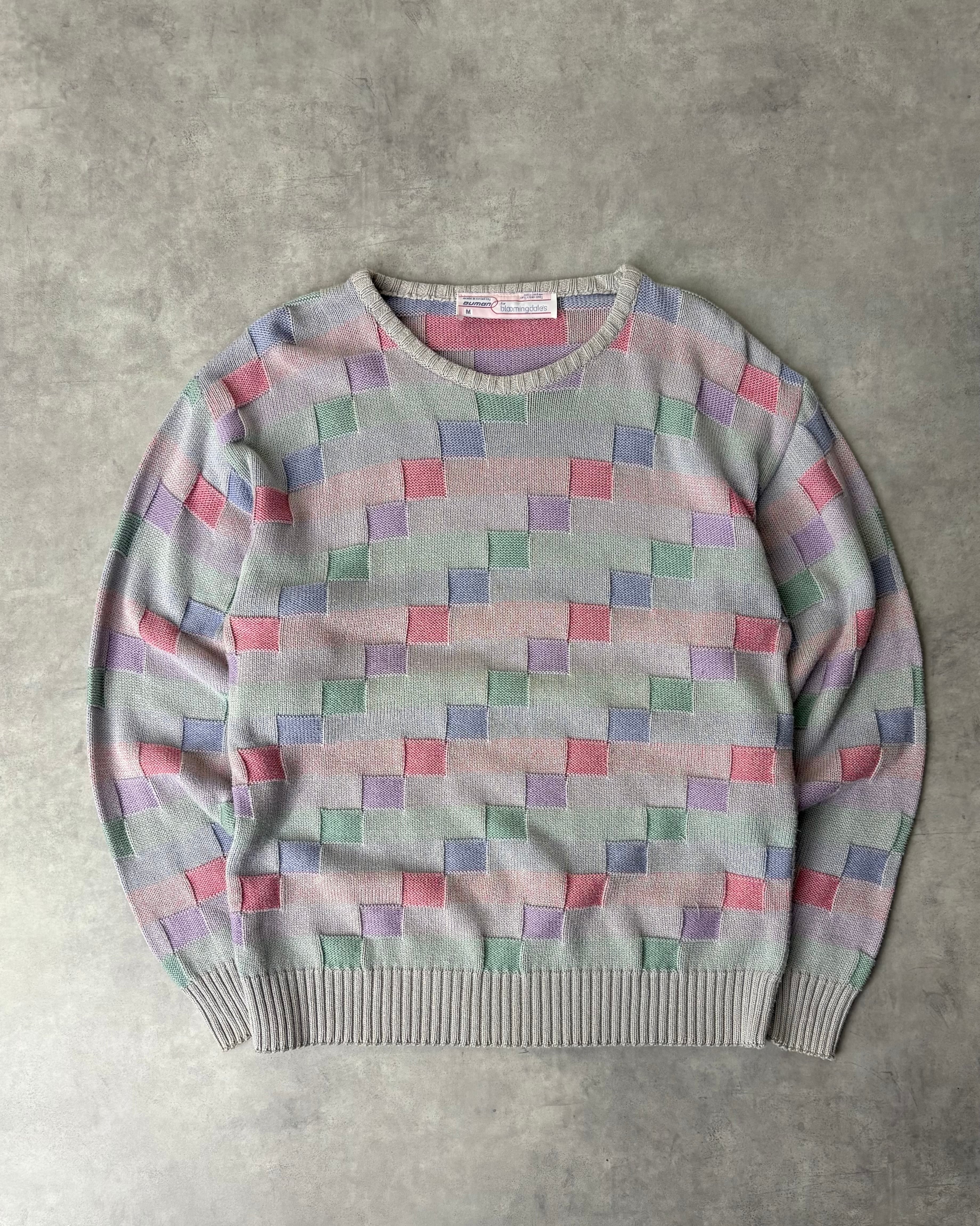 80s~ DUMAN Jacquard Block Pattern Cotton Knit