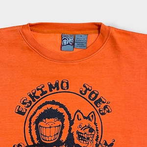 【ESKIMO JOE'S】バックプリント 両面プリント イラスト アーチロゴ スウェット トレーナー プルオーバー M オレンジ エスキモー US古着