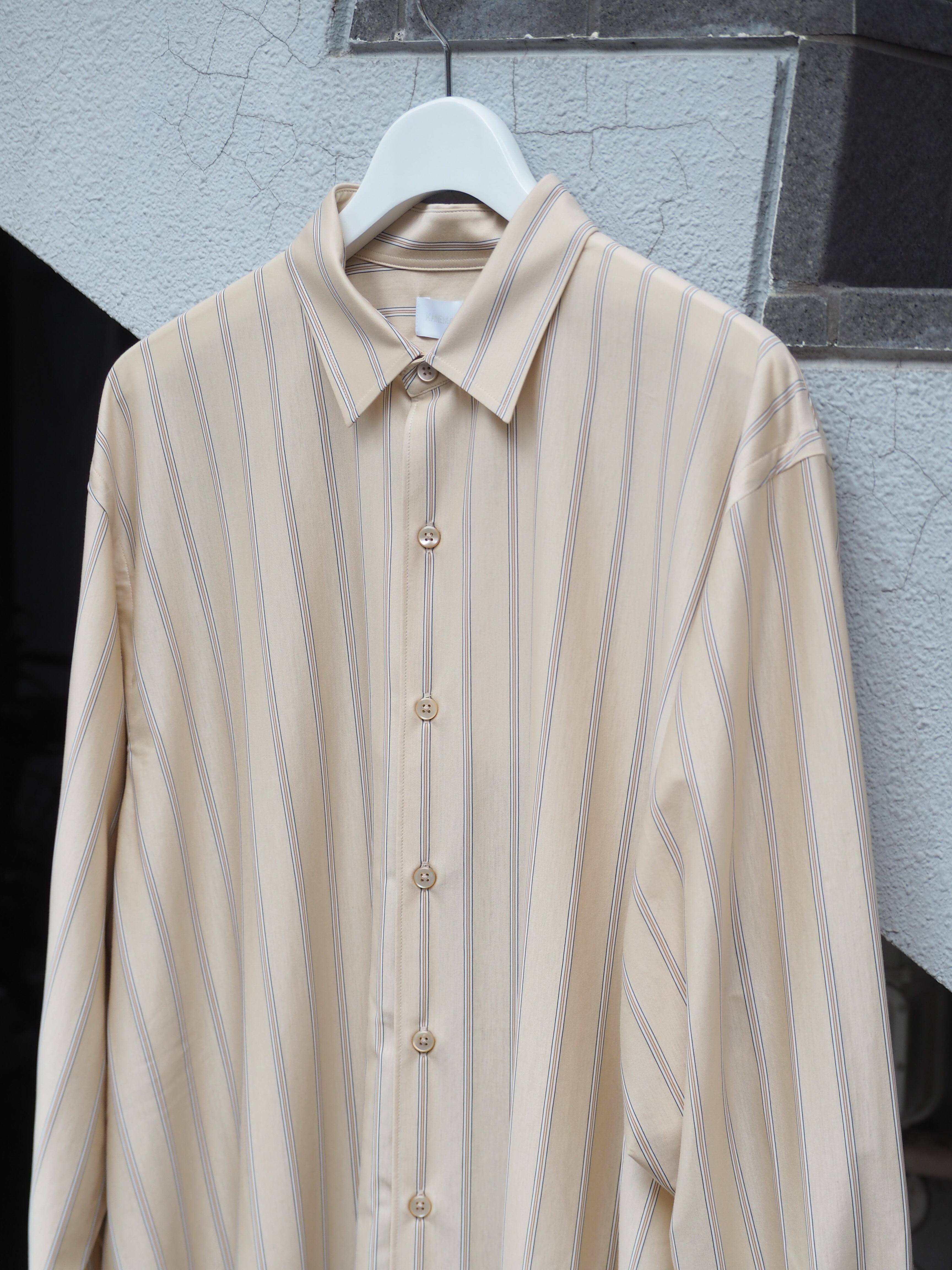 LAST1】 46G Atmosphere Stripe Shirt(BEIGE) | PiuLoro(ピウロロ 