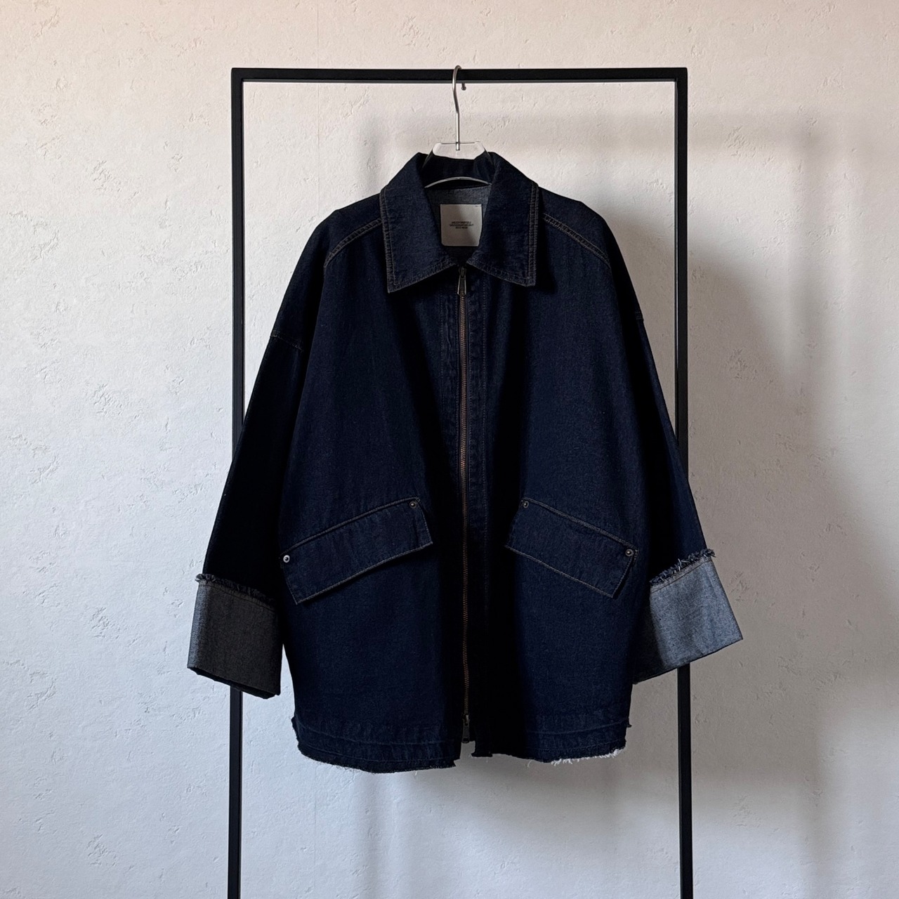 【受注予約:1月下旬入荷予定】W zip フリンジツイルデニムオーバーJK/インディゴ
