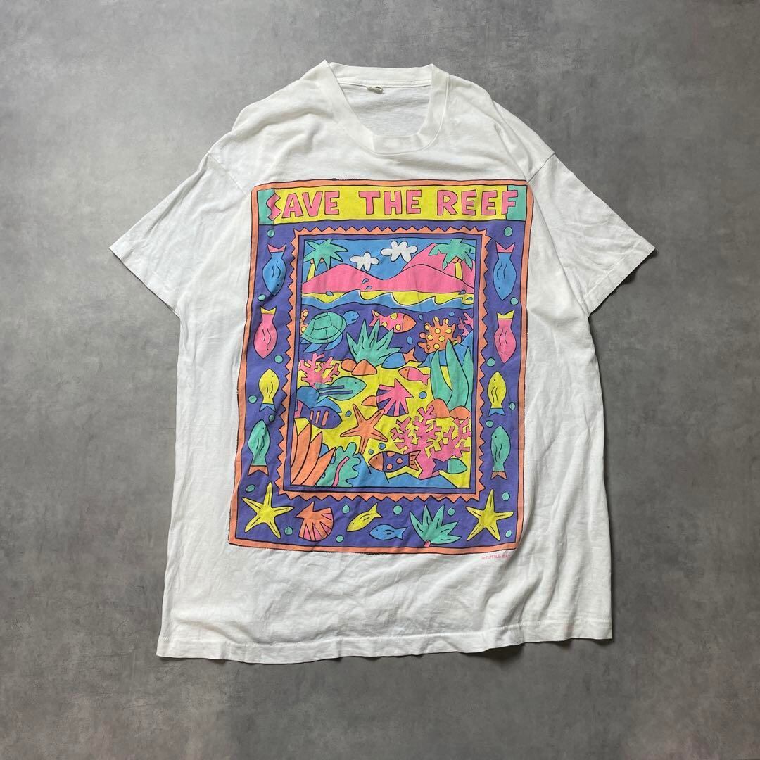 90s USA製 ART 絵 絵画 サンゴ保護vintage T-shirts