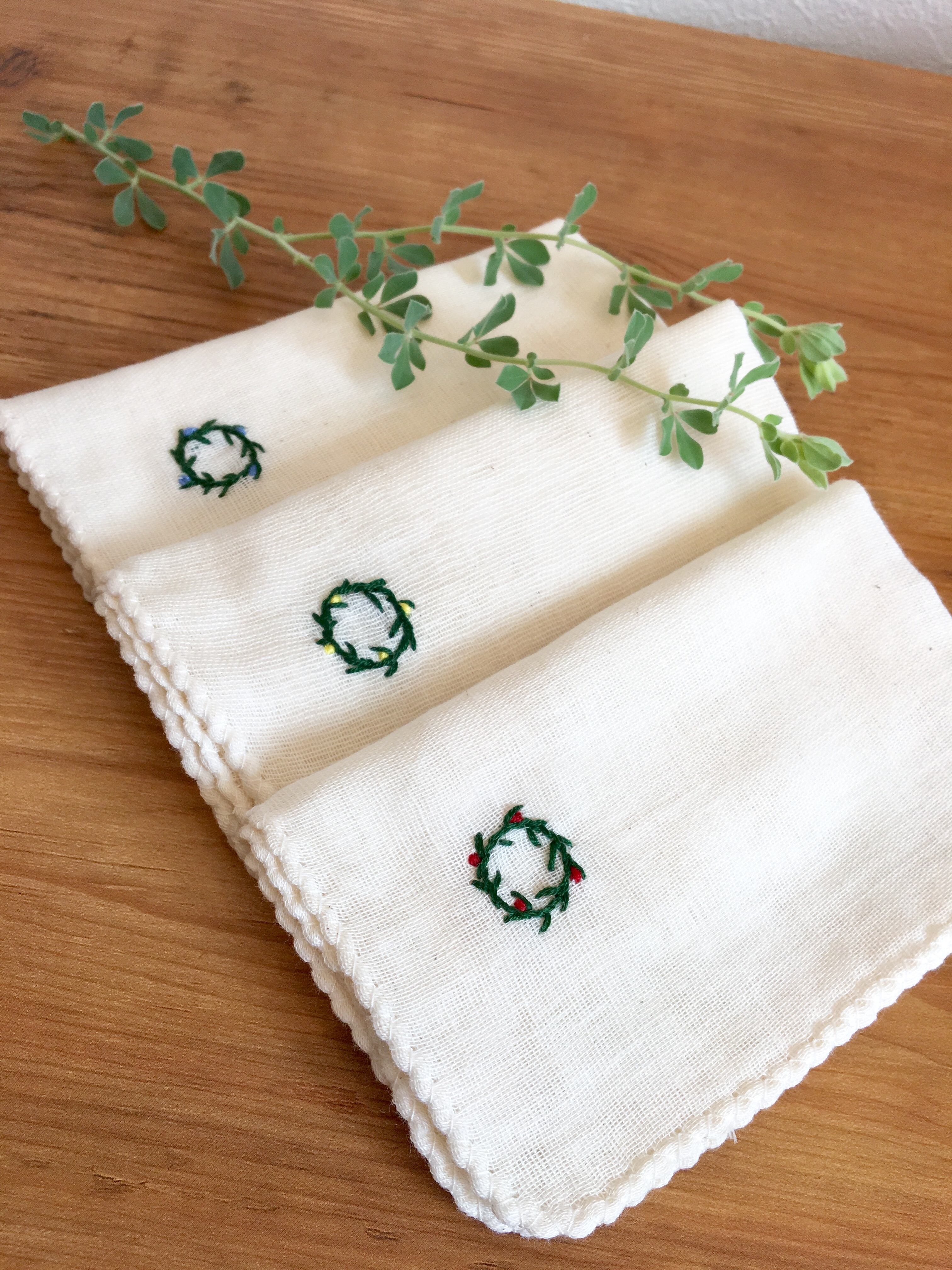 刺繍ガーゼハンカチ Ankenta