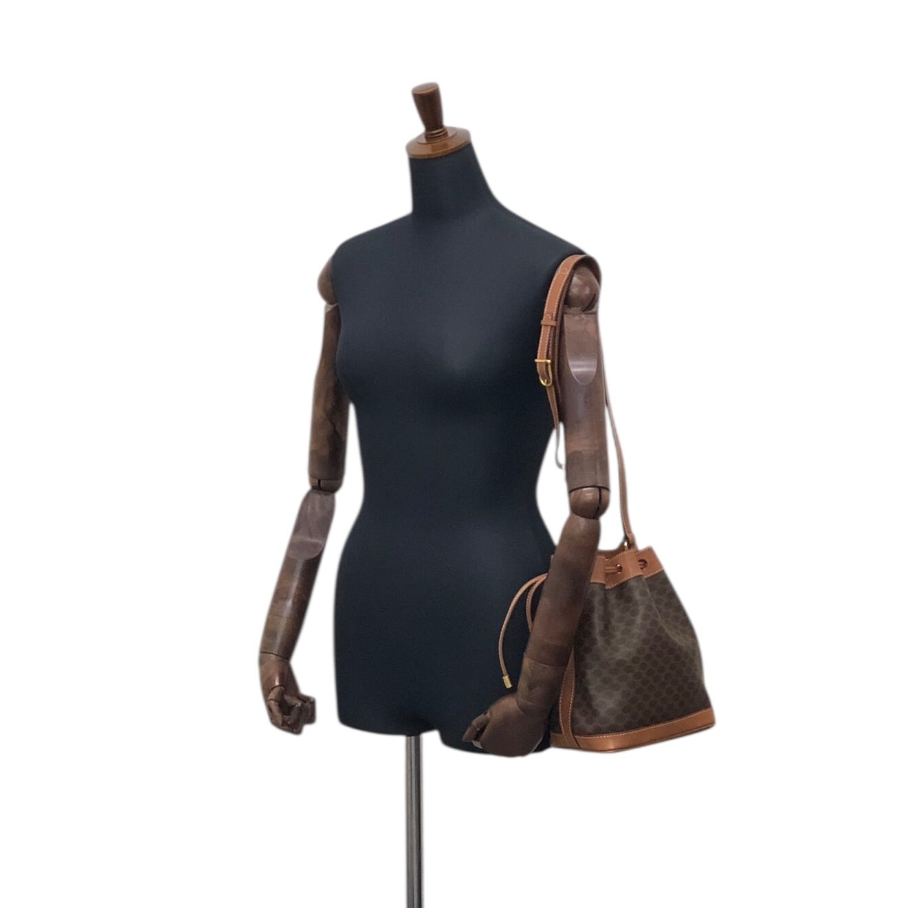 CELINE セリーヌ マカダム ショルダーバッグ ブラウン ブラゾン型押し