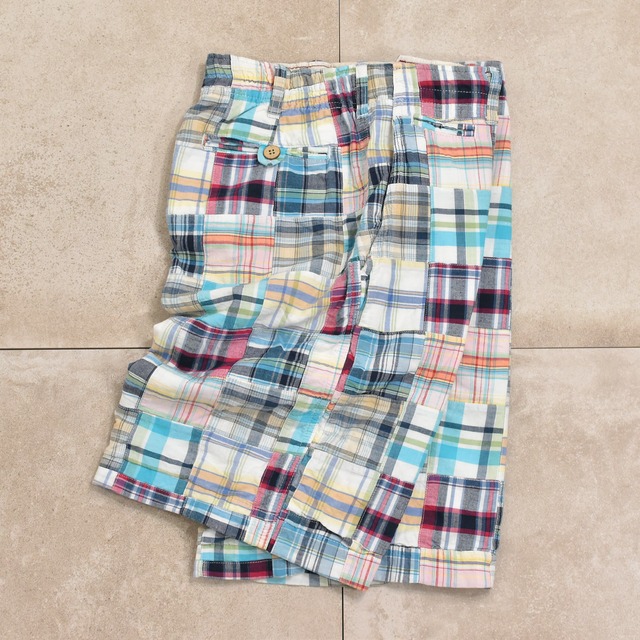 00s Used patchwork design check shorts