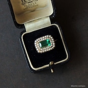 アンティークジュエリー ジョージアン 真珠 レクタングル レースピン ブローチ(ソーティングメモ付)