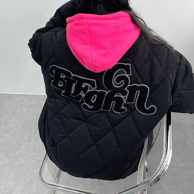 スタジャン アウター レディース かっこいい オーバーシルエット メンズライク 真冬 あたたかい ブラック/ホワイト M/L/XL/2XL