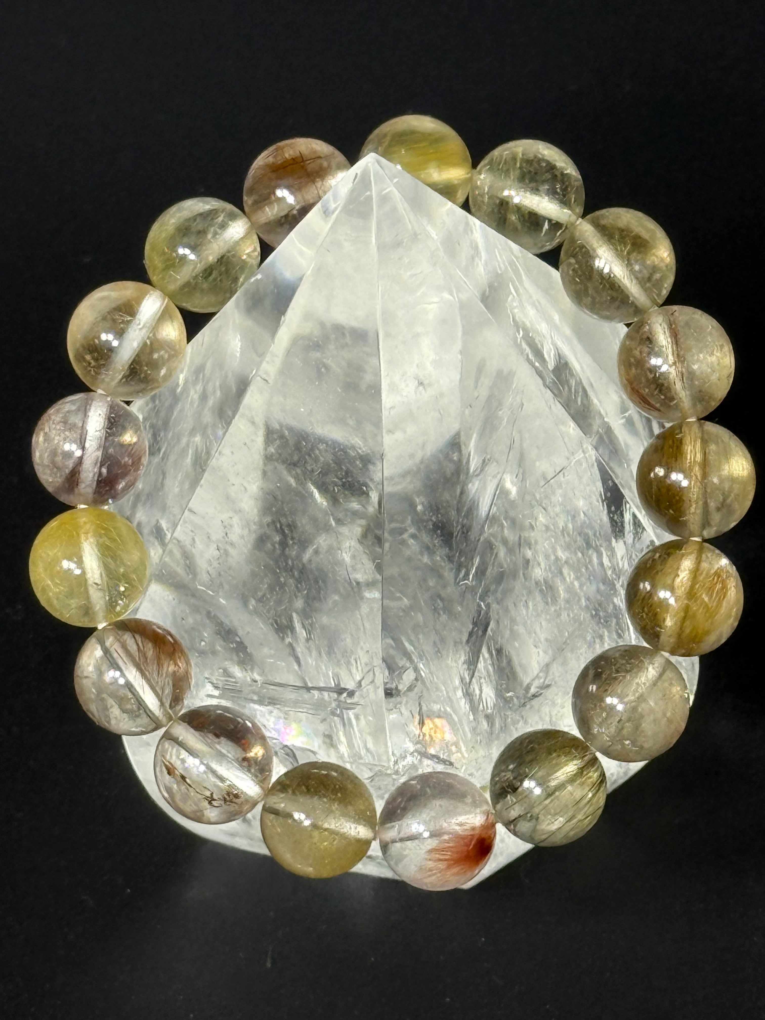 優しい透明感〜天然ミックスルチル〜 11.5㎜珠 MR11