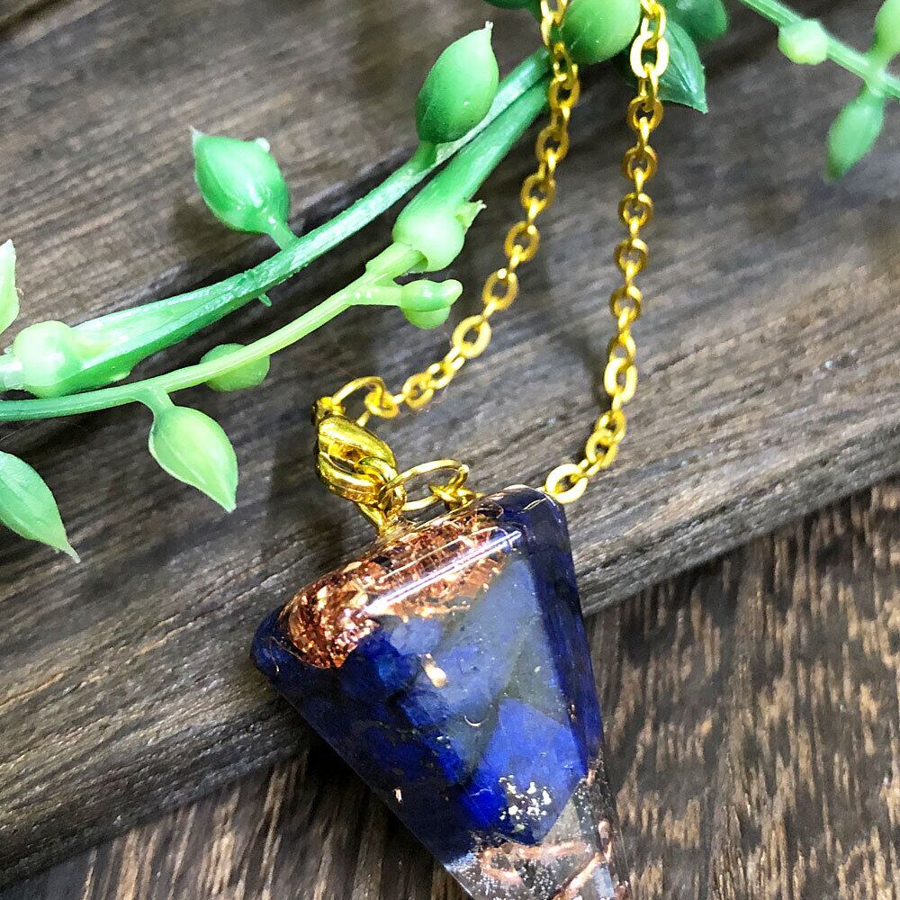 オルゴナイト ペンデュラム バッグチャーム 六角錐 ラピスラズリ