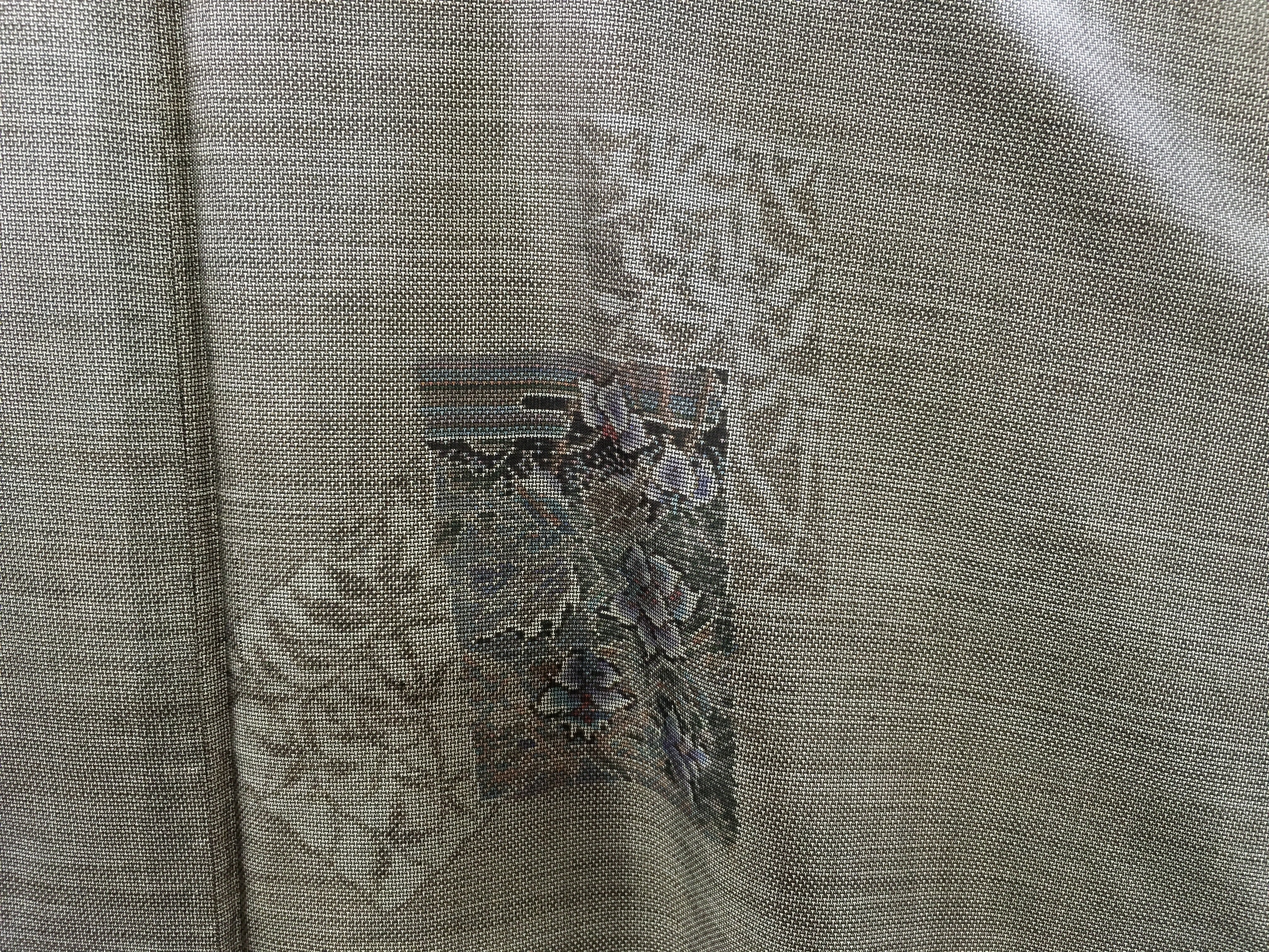 大島紬袷（黒茶地｜色紙ちらし）