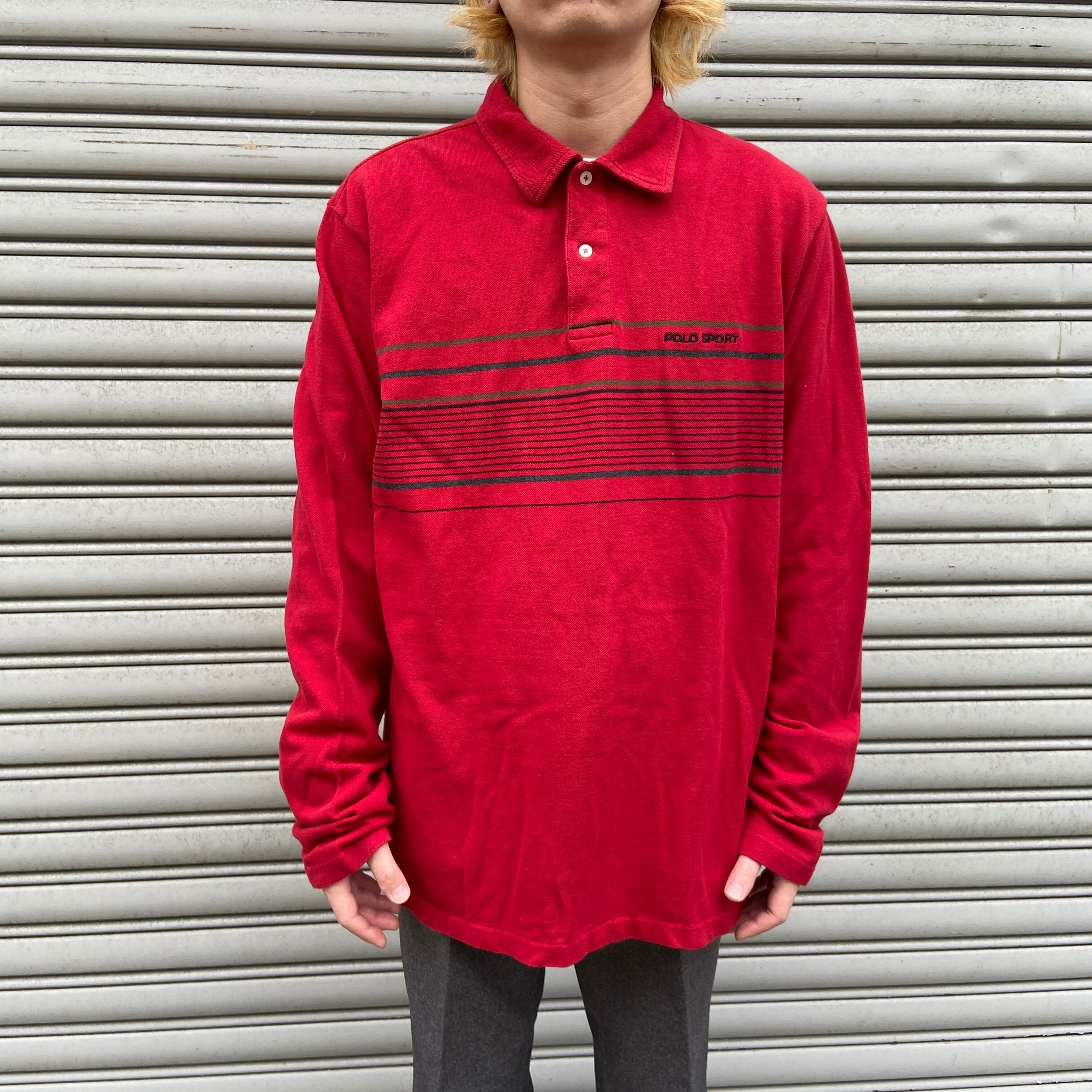 送料無料』Ralph Lauren POLO SPORT ボーダー長袖ポロシャツ 90s  