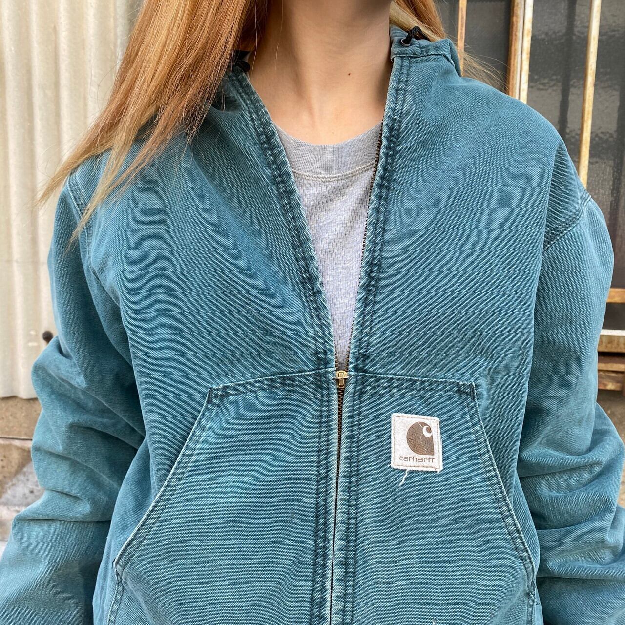 USA製 Carhartt カーハート アクティブジャケット ダック地 フルジップ 