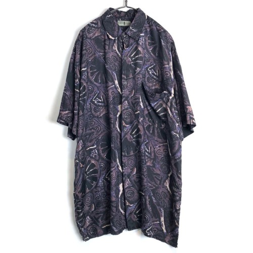 [ROBERT STOCK] Vintage Art Print S / S Silk Shirt [1990s] Vintage Silk Shirt