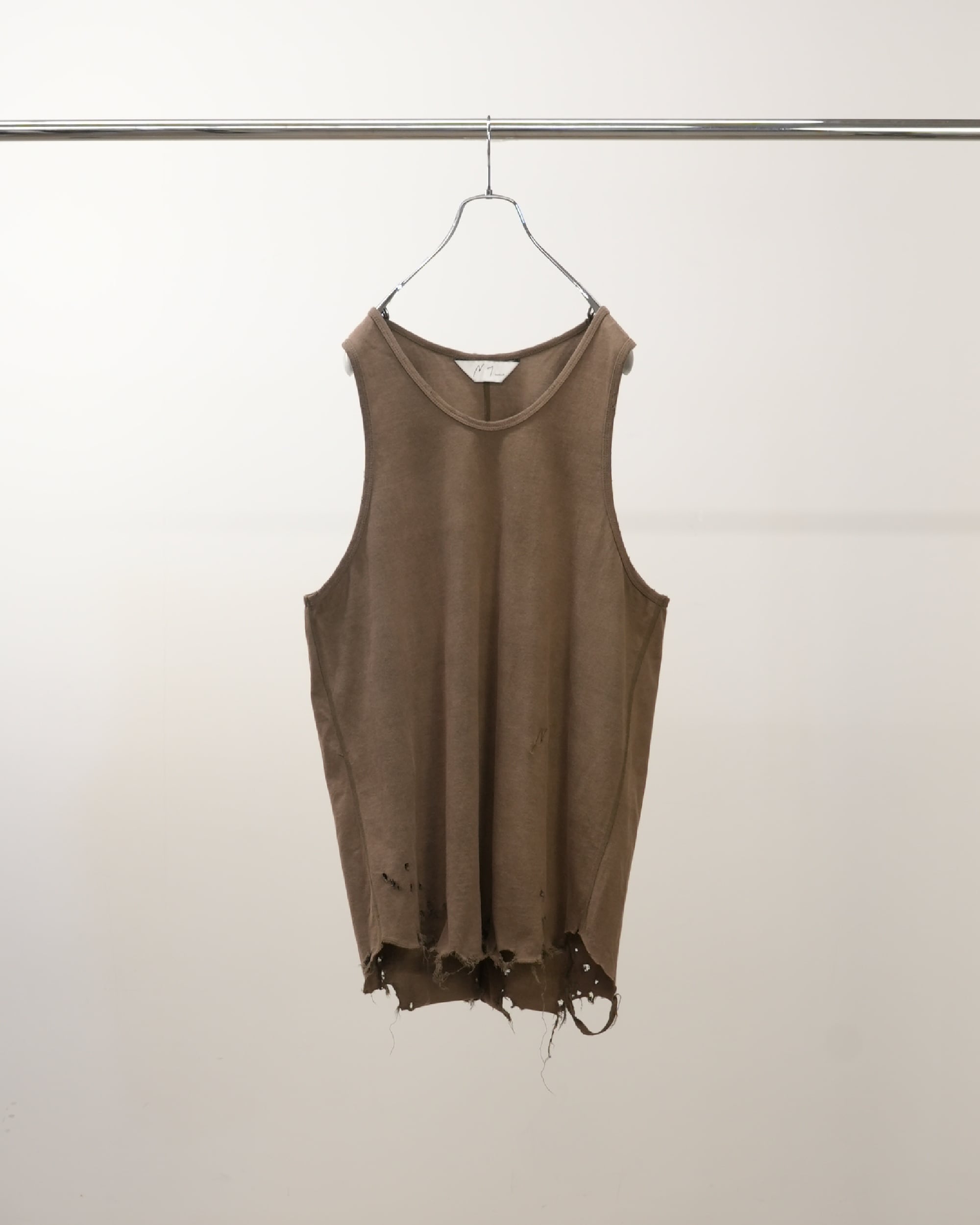 ancellm ダメージタンクトップ ANCELLM / DAMAGE TANK TOP(BROWN) | THE MODERN AGE
