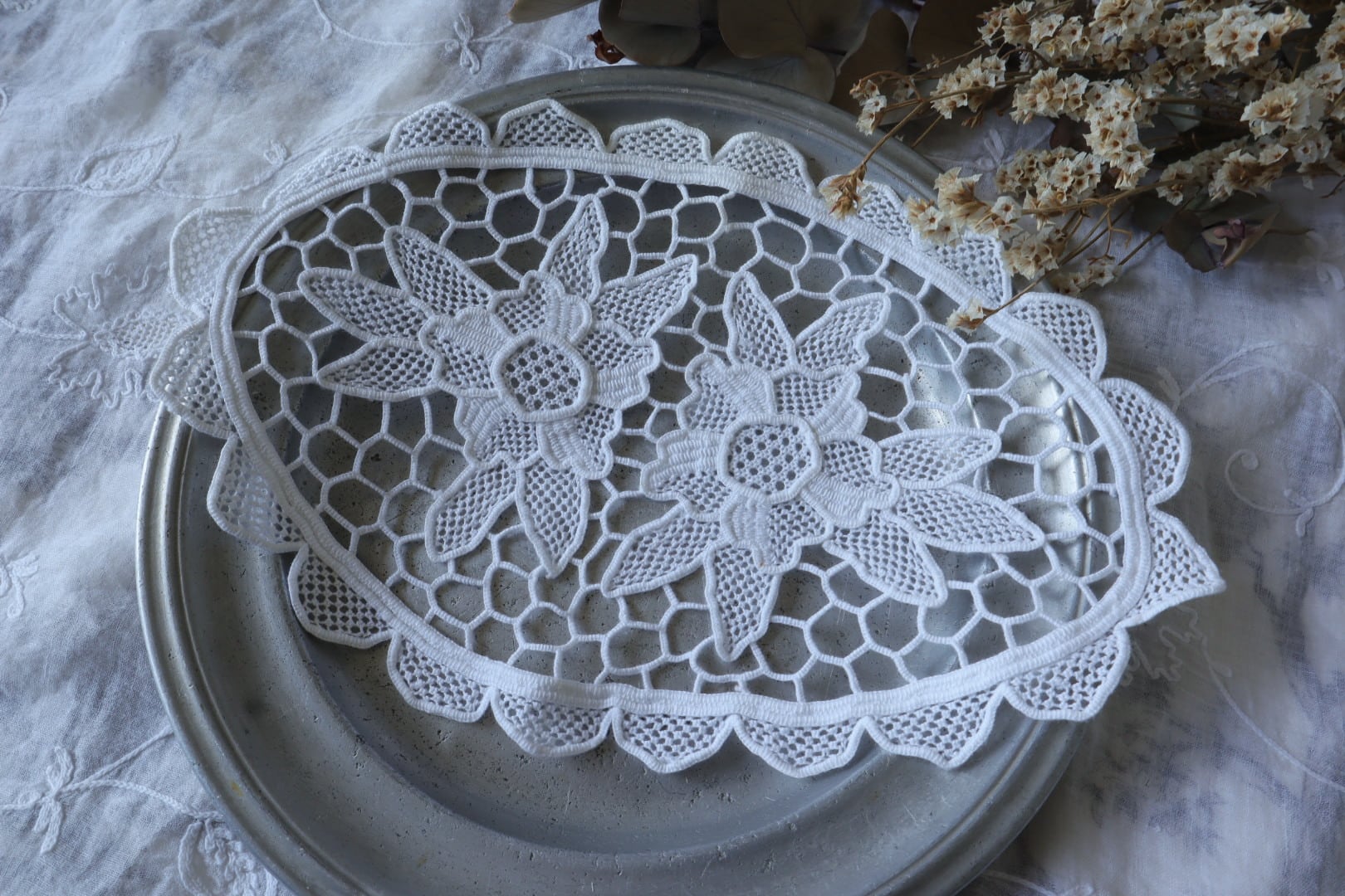 sold ハンドメイド　アンティークレースのドイリー アンティークレース風 ドイリー ル・クワルツ Φ30cm : 雑貨屋