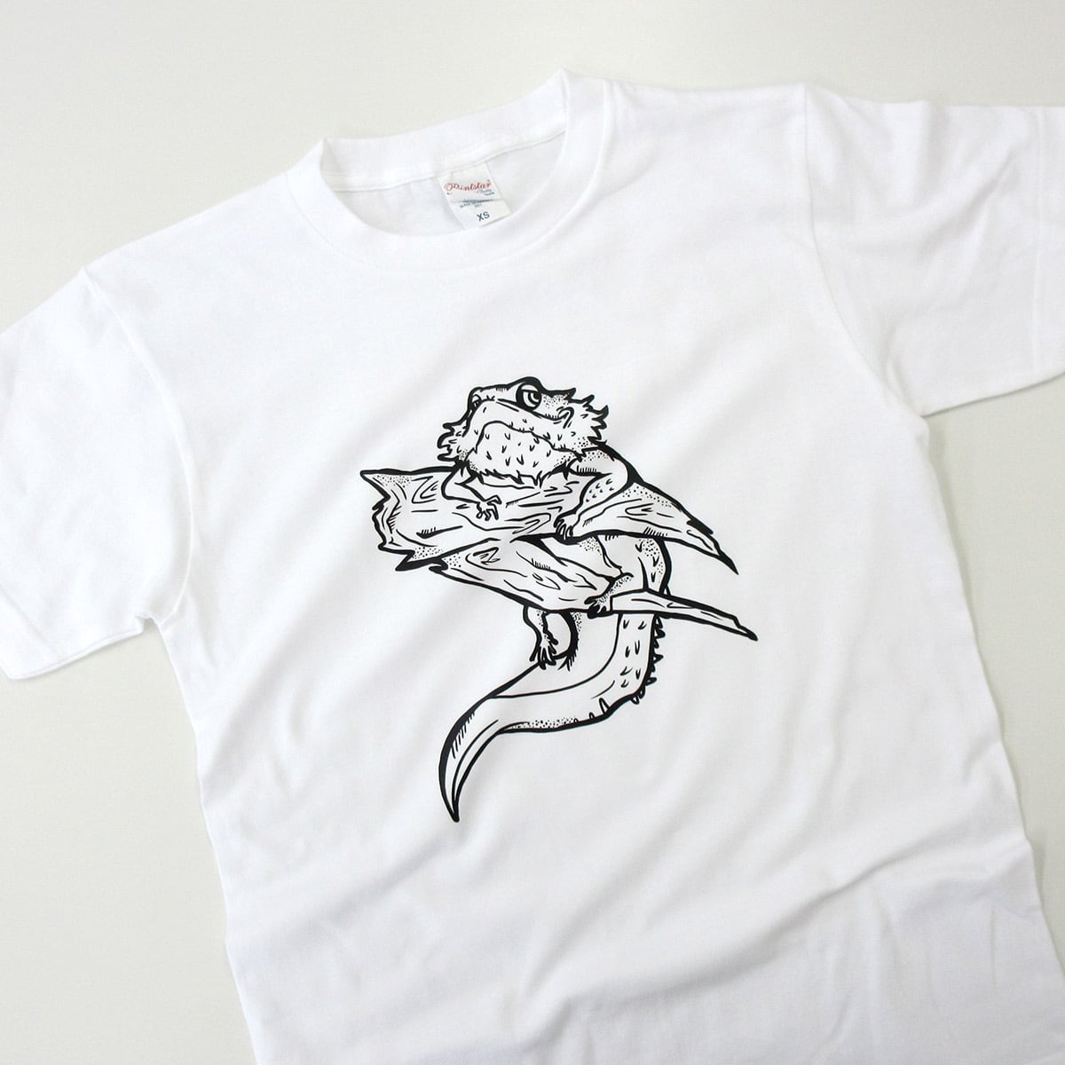フトアゴヒゲトカゲ Tシャツ am86 線画 爬虫類 アニマル