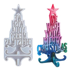 【新着特価】シリコンモールド クリスマスツリー レジン型 クリスマス オーナメント 置物 手作り 文字 モールド uvレジン エポキシ樹脂 抜き型