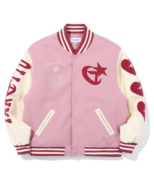 ☆LE SSERAFIM ウンチェ 着用！！【targetto】STRIPLE HEART VARSITY