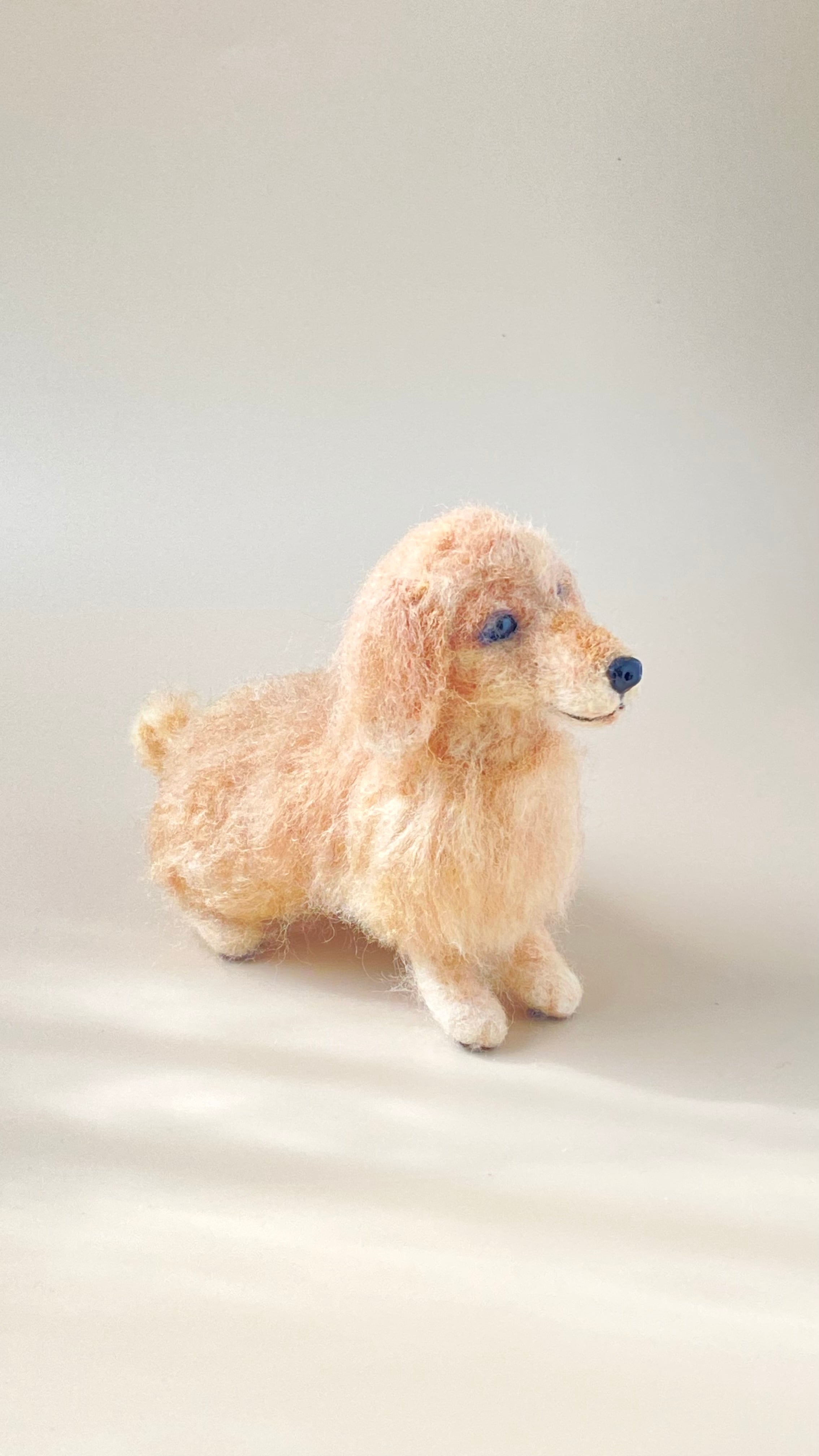 受注制作】いつでもいっしょ♪ ふわふわ羊毛フェルトのダックスフント