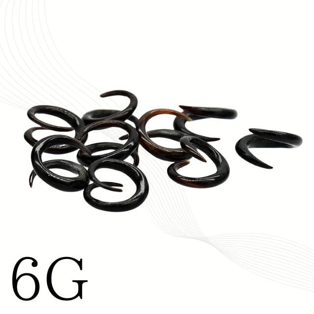 水牛角 8G 6G スパイラル ポリネシア マオリ族 拡張ピアス フック