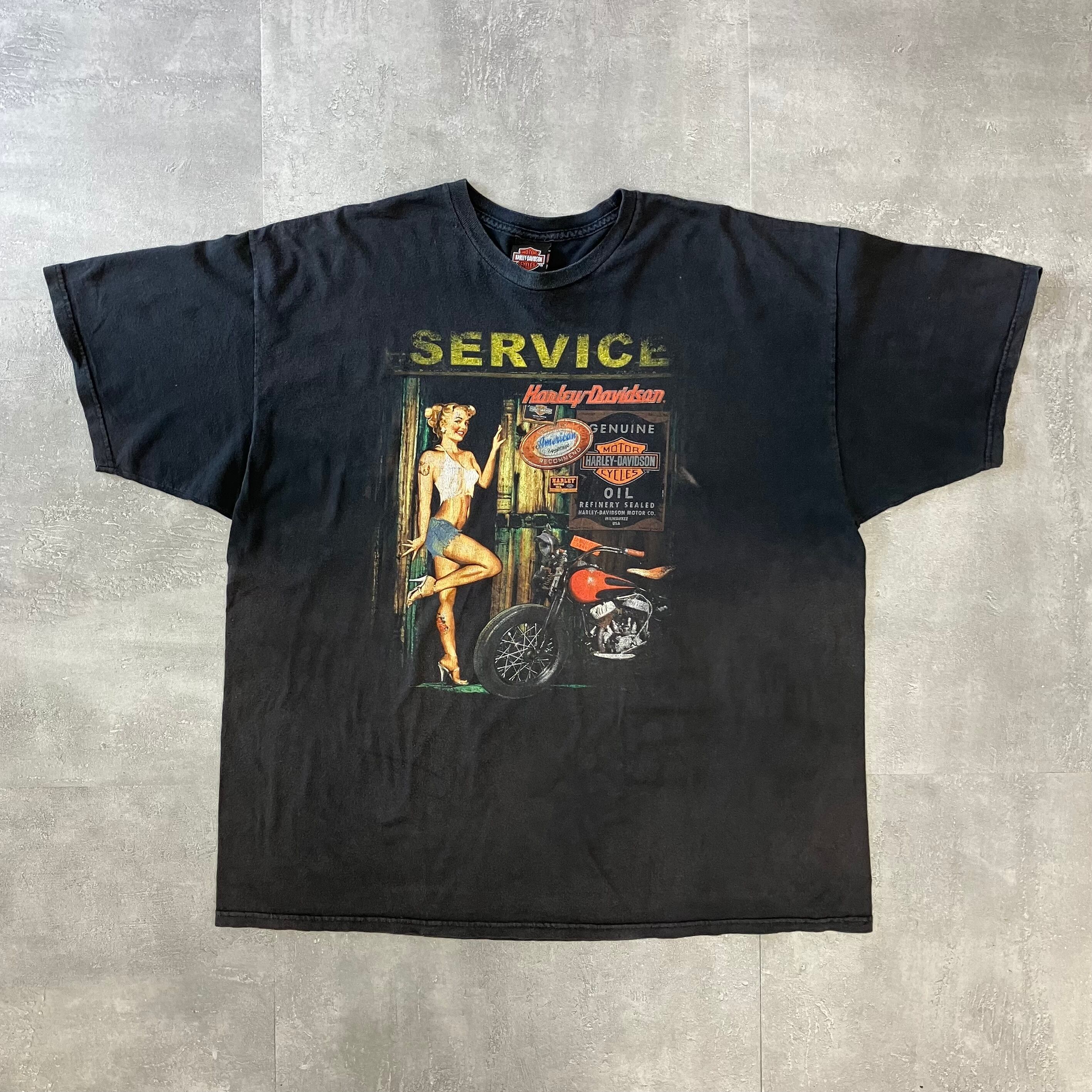 Harley-Davidson 00s ブラックTee 両面プリント フェードボディ No.2130