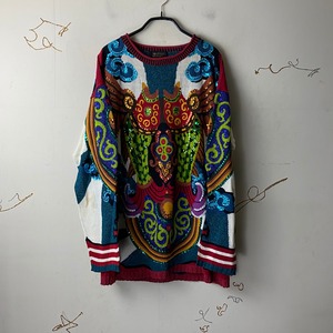 YOSHIYUKI KONISHI FICCE UOMO decorative hand-knit sweater | NOIR 
