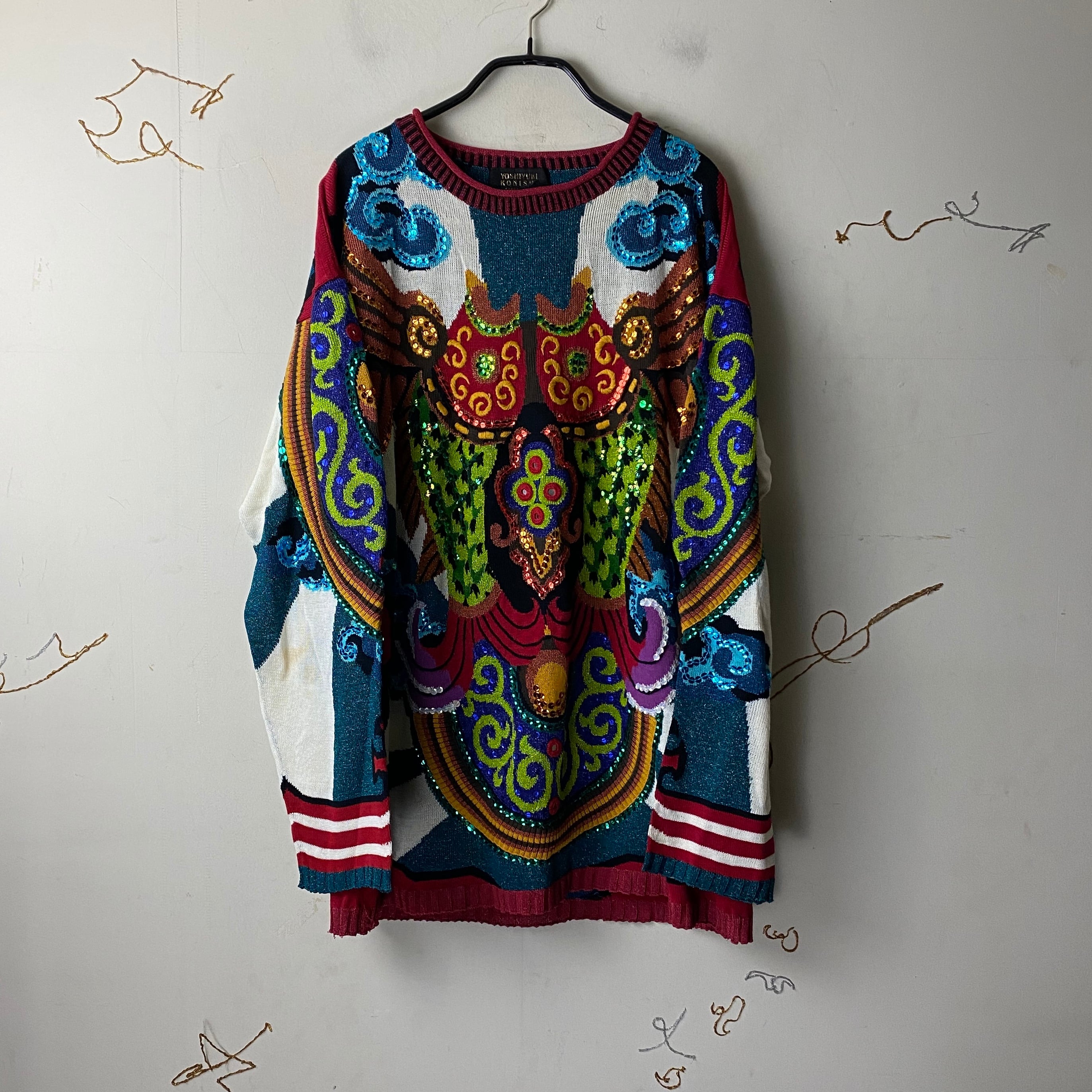 YOSHIYUKI KONISHI FICCE UOMO decorative hand-knit sweater | NOIR 