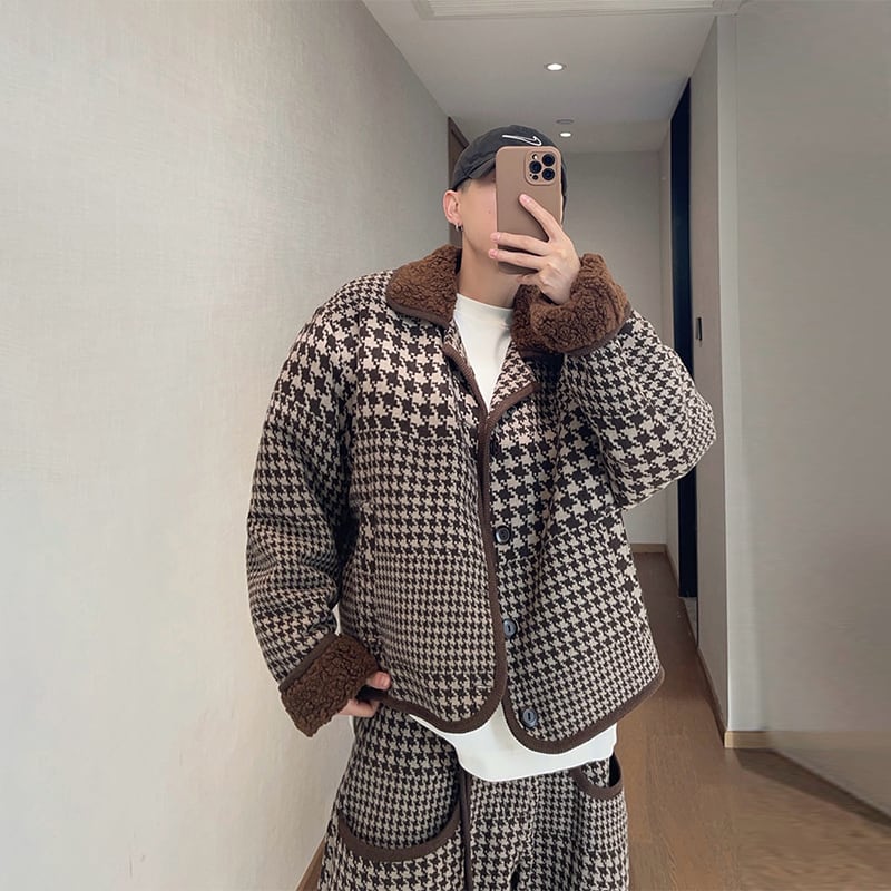 dannyandzeeチェック柄ファー襟ジャケット | mblueshop