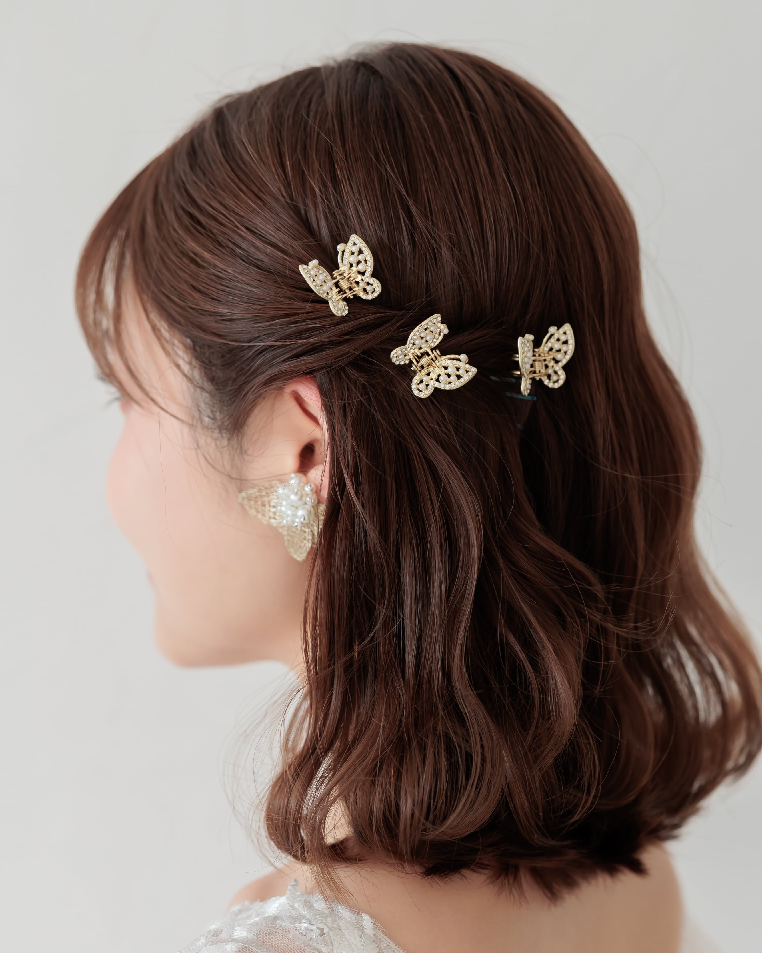 蝶々クリップ 3点セットウェディング【AH2403-11】