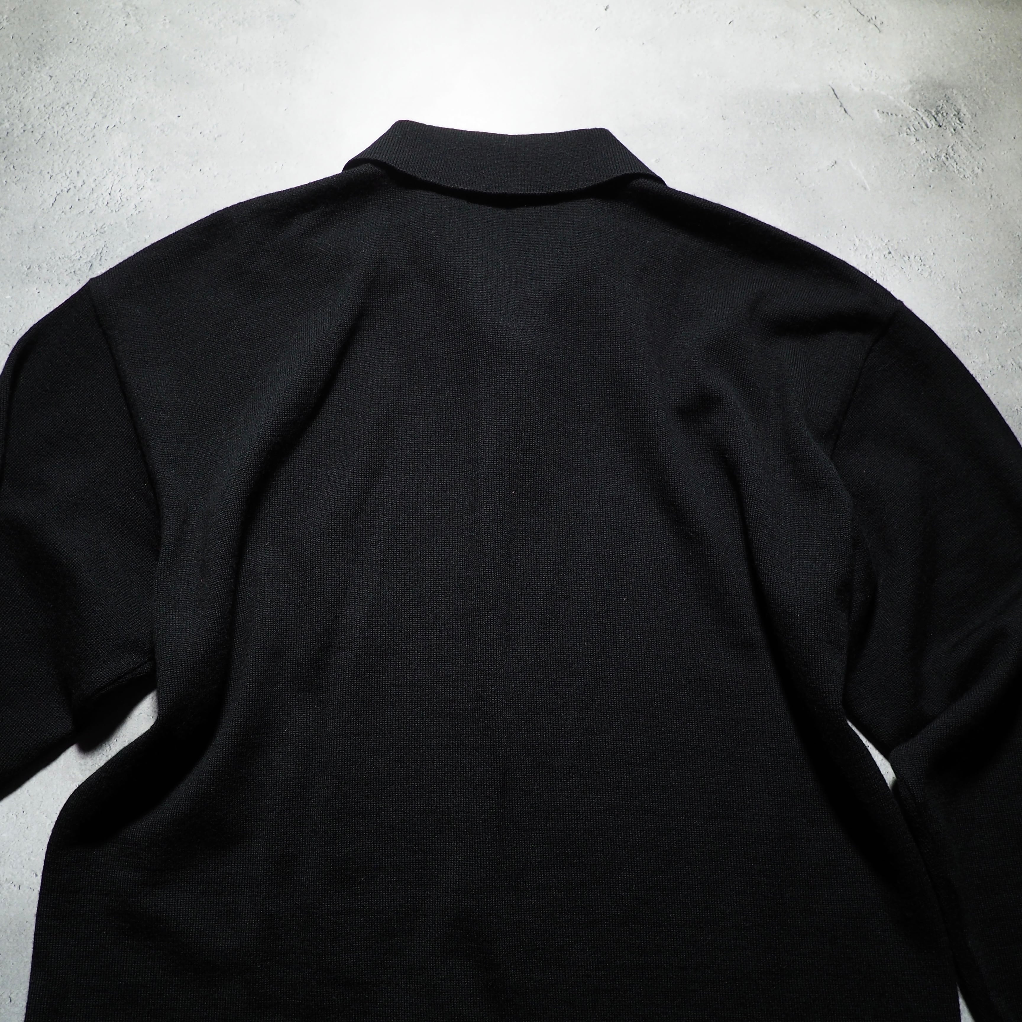 1990s " Old ISSEY MIYAKE " Black wool knit shirt cardigan