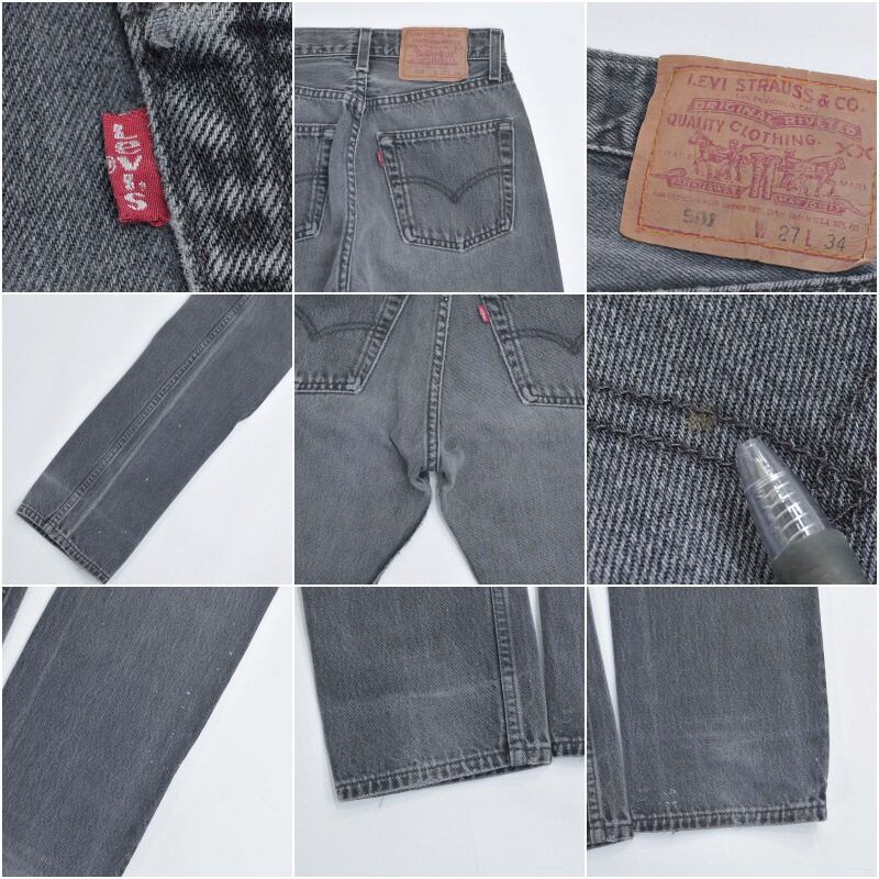 90s アメリカ製 Levi's リーバイス 501 後染めブラック フェードグレー