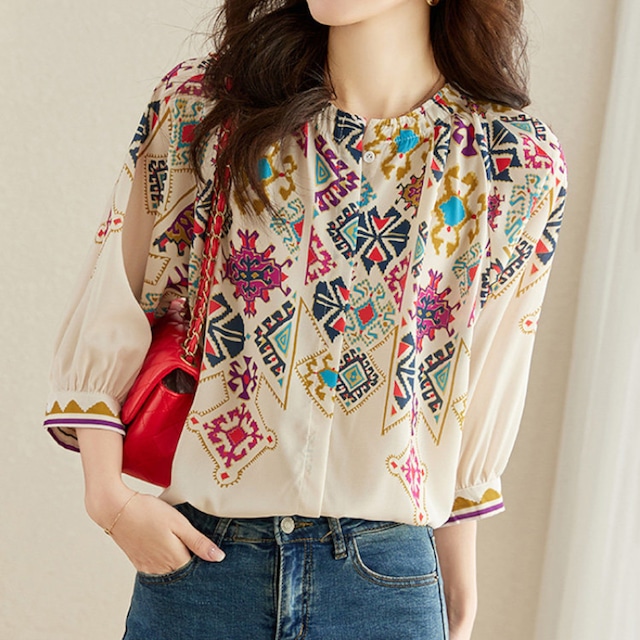 7分袖シフォンブラウス　S0063